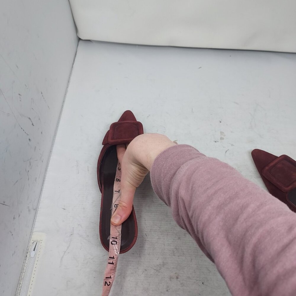 Manolo Blahnik Burgundy Suede Maysale Mules - Picture 8 of 11